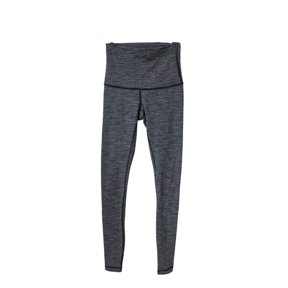 Lululemon Wunder Under High Rise Leggings Heathered Black Pattern Womens Size 2